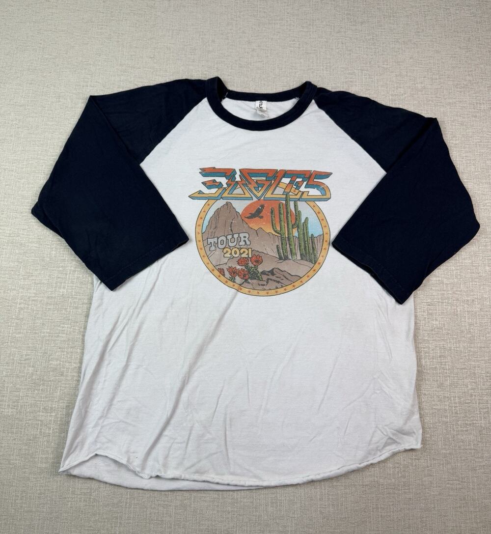 Eagles Tour 2021 T-Shirt Men’s XL Baseball Raglan 3/4 Sleeve Concert Band Tee